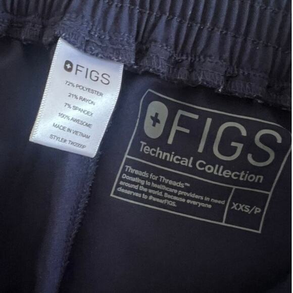 EUC Figs navy scrub pants technical collection size XXS Petite w gray drawstring - Picture 8 of 9